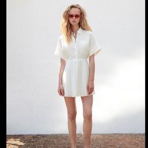 Zara • White Short Sleeve Button Up Mini Dress